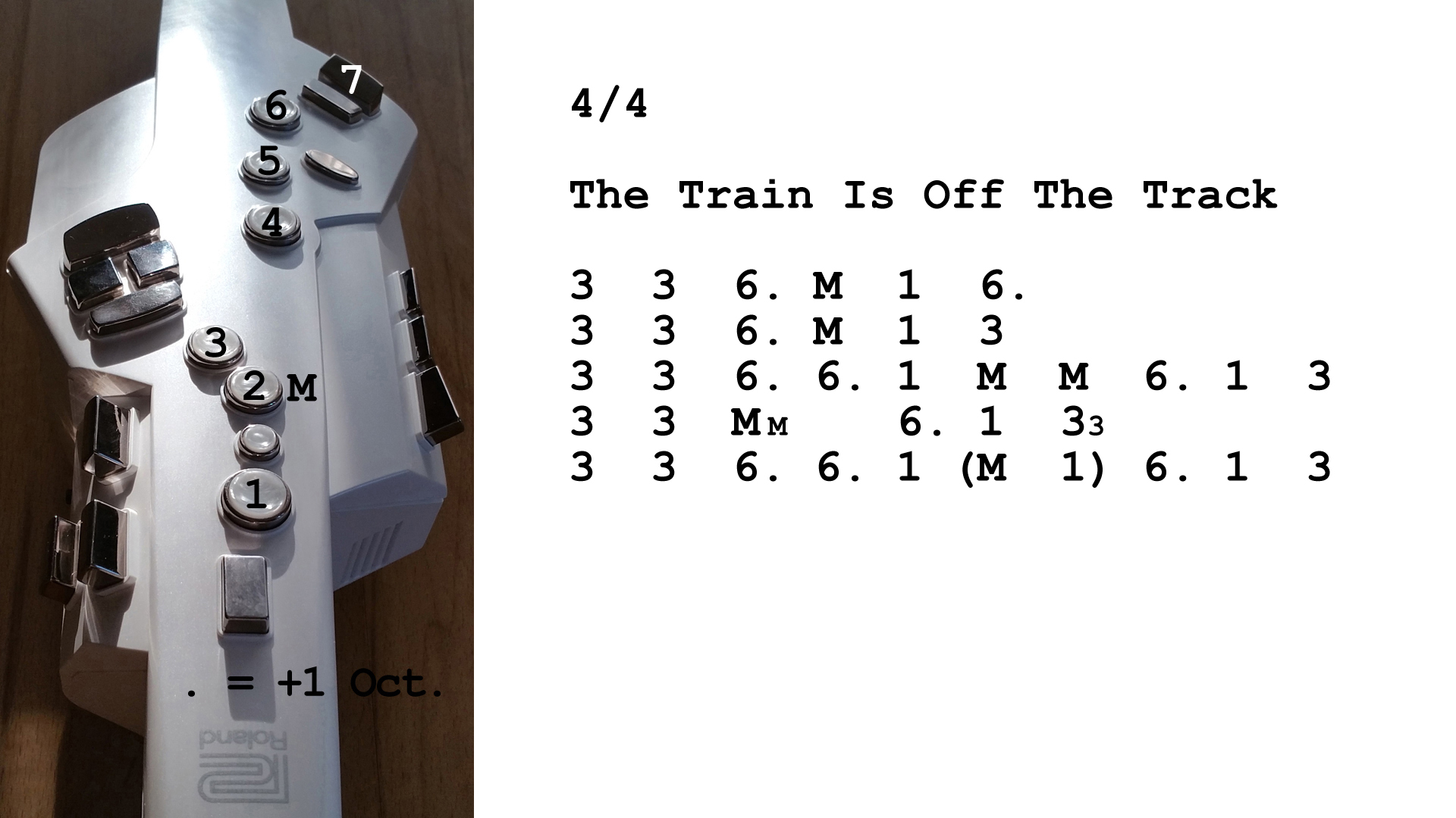 Aerophone spielen lernen nach Zahlen: The Train Is Off The Track