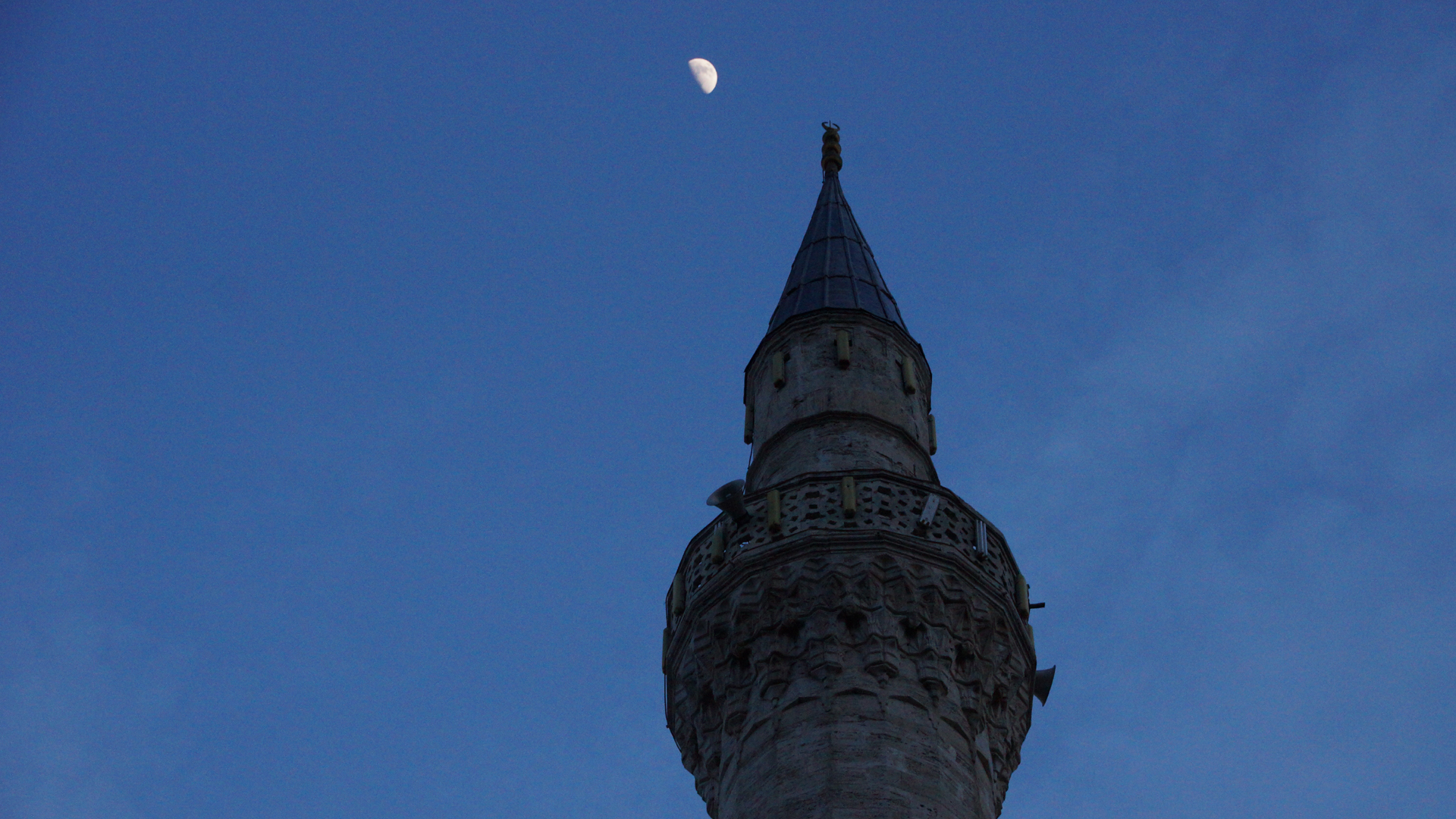 Fotostrecke Mein Europa 33: Minarett der Mustafa Pascha Moschee in Skopje, Nordmazedonien